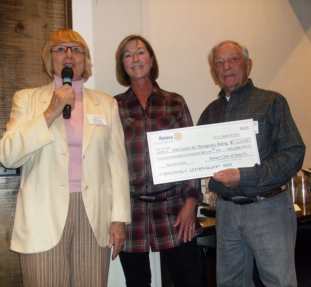 On March 29th our Board President, Shelley Phelan, attended a special luncheon to receive the check from the president of Rotary Club of Santa Fe, Zella Cox. NMCTR is one of only 12 recipients of the Pancakes of the Plaza grant this year from a pool of over 60 applicants so we are profoundly proud and thankful for the recognition!