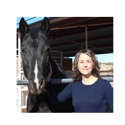 NMCTR Executive Director, Sarah Spearman, with horse, Maina